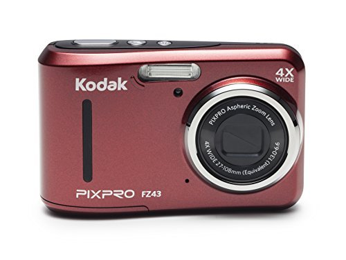 Kodak PIXPRO Friendly Zoom FZ43 16 MP Digital Camera with 4X Optical Zoom and 2.7" LCD Screen (Red)