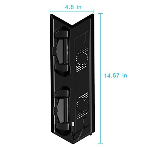 Kootek Newest Vertical Stand for PS4 Slim with Cooling Fan - Controller Charging Station with Dual Charger for Sony Playstation 4 Slim Game Console