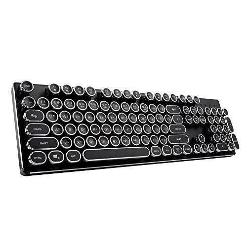 KrBn Typewriter USB Retro Vintage Steampunk Mechanical Qwerty Keyboard with LED Backlit 2017 Newest