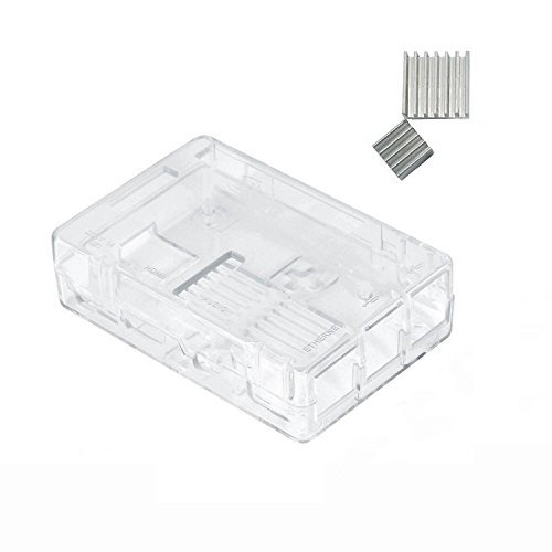 KuGi Raspberry Pi 3 Model B case PC Protective Case with 2x Heatsinks for Raspberry Pi 3 Model B, Pi 2 Model B & Pi Model B+ (Clear)