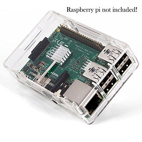 KuGi Raspberry Pi 3 Model B case PC Protective Case with 2x Heatsinks for Raspberry Pi 3 Model B, Pi 2 Model B & Pi Model B+ (Clear)