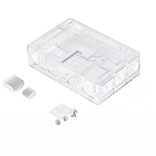 KuGi Raspberry Pi 3 Model B case PC Protective Case with 2x Heatsinks for Raspberry Pi 3 Model B, Pi 2 Model B & Pi Model B+ (Clear)