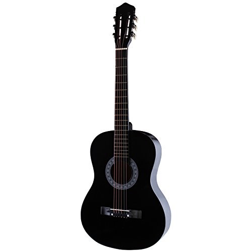 LAGRIMA Beginners Acoustic Guitar with Guitar Case, Strap, Tuner & Pick Steel Strings Black