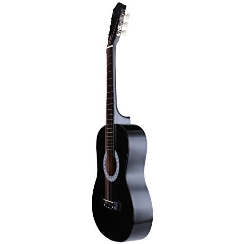 LAGRIMA Beginners Acoustic Guitar with Guitar Case, Strap, Tuner & Pick Steel Strings Black