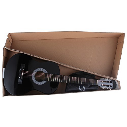 LAGRIMA Beginners Acoustic Guitar with Guitar Case, Strap, Tuner & Pick Steel Strings Black