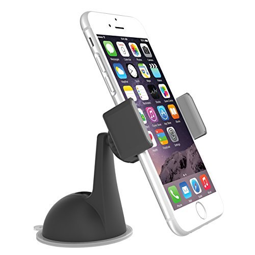 LAX Universal Dashboard-mounted Smart Phone Holder with Non-Slip Grip Bracket - Compatible with Most Smartphones & Mini Tablets - 360 Degrees Swivel Mount – Super Stable Suction Cup Car Mount