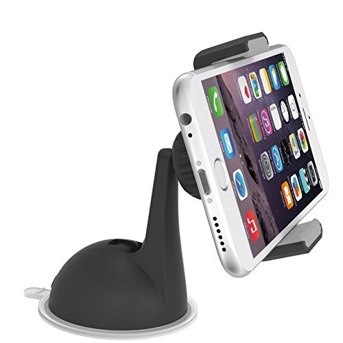 LAX Universal Dashboard-mounted Smart Phone Holder with Non-Slip Grip Bracket - Compatible with Most Smartphones & Mini Tablets - 360 Degrees Swivel Mount – Super Stable Suction Cup Car Mount