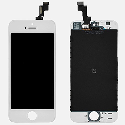 LCD Touch Screen Digitizer Replacement Full Assembly for iPhone 5S With Free Tools Kit (For iPhone 5S White)