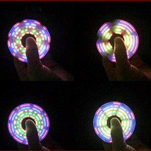 LED Tri Fidget Hand Spinner with Patterns, Ultra Fast Bearings, Finger Toy, Great Gift (LED Graphics)