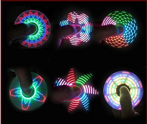 LED Tri Fidget Hand Spinner with Patterns, Ultra Fast Bearings, Finger Toy, Great Gift (LED Graphics)