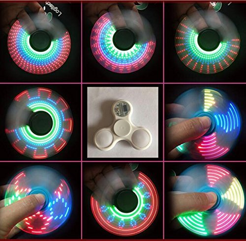 LED Tri Fidget Hand Spinner with Patterns, Ultra Fast Bearings, Finger Toy, Great Gift (LED Graphics)