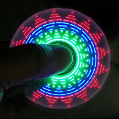 LED Tri Fidget Hand Spinner with Patterns, Ultra Fast Bearings, Finger Toy, Great Gift (LED Graphics)