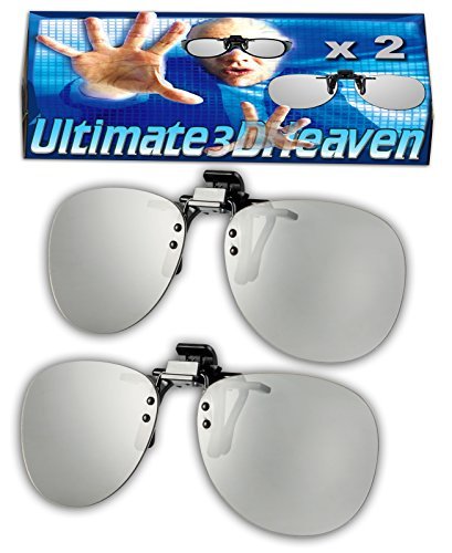 LG CINEMA Clip-On (Pack of 2) Compatible Passive 3D Glasses by Ultimate 3D Heaven