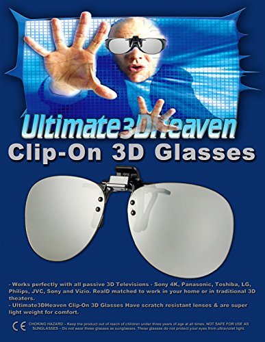 LG CINEMA Clip-On (Pack of 2) Compatible Passive 3D Glasses by Ultimate 3D Heaven