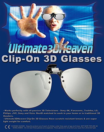 LG CINEMA Clip-On (Pack of 2) Compatible Passive 3D Glasses by Ultimate 3D Heaven