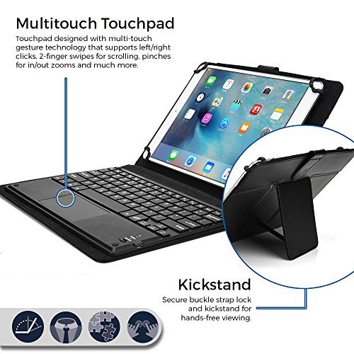 LG G Pad 10.1 keyboard case, COOPER TOUCHPAD EXECUTIVE 2-in-1 Wireless Bluetooth Keyboard Mouse Leather Travel Cases Cover Holder Folio Portfolio + Stand Tab V700 (Black)