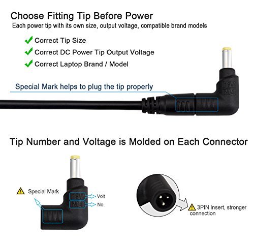 LVSUN Universal Laptop Charger 90W 12-24V One for All - Slim AC Adapter Power Supply Cord with Dual USB Ports for Mobile/Tablet - Compatible with Lenovo HP Toshiba Samsung Acer Asus and Most Notebooks