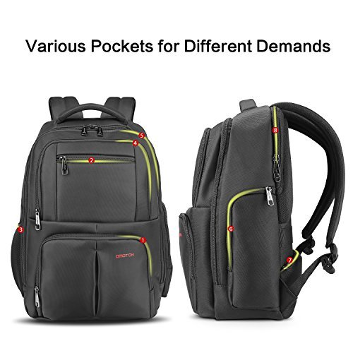 Laptop Backpack with Anti-theft Compartment - OMOTON Computer Travel Daypack Fits Up To 15.6 Inch Laptop, Black