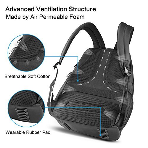 Laptop Backpack with Anti-theft Compartment - OMOTON Computer Travel Daypack Fits Up To 15.6 Inch Laptop, Black