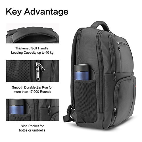 Laptop Backpack with Anti-theft Compartment - OMOTON Computer Travel Daypack Fits Up To 15.6 Inch Laptop, Black