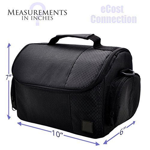 Large Digital Camera / Video Padded Carrying Bag / Case for Nikon, Sony, Pentax, Olympus Panasonic, Samsung, and Canon DSLR Cameras + eCostConnection Microfiber Cloth