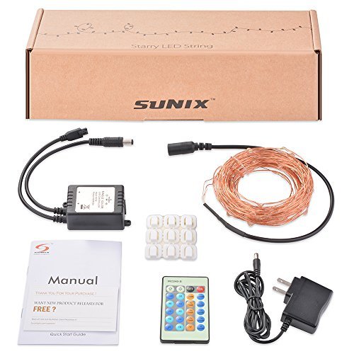 Led String Lights, Sunix 110 LEDs 36ft Dimmable Star Starry Copper Wire, Fairy String Lights, Multil-Colour Decorative Rope Lights for Christmas, Party, Wedding, Garden, Festival