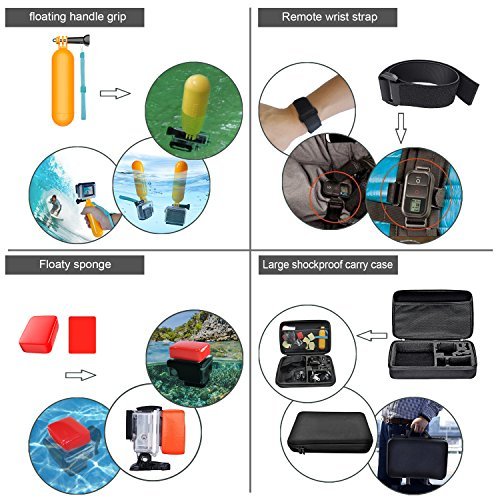 Leknes Camera Accessory Kit for GoPro Hero 5/Hero 5 Session/4/3+/3/2/1 SJ4000 SJ5000 SJ6000 DBPOWER AKASO Xiaomi Yi APEMAN WiMiUS Lightdow Campark