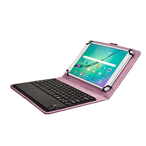 Lenovo A10-70, Tab 2 A10-70 keyboard case, COOPER TOUCHPAD EXECUTIVE 2-in-1 Wireless Bluetooth Keyboard Mouse Leather Travel Cases Cover Holder Folio Portfolio + Stand A7600 (Purple)