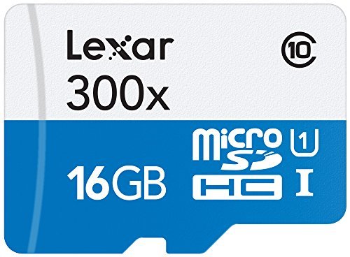 Lexar High-Performance MicroSDHC 300x 16GB UHS-I/U1 w/Adapter Flash Memory Card - LSDMI16GBB1NL300A