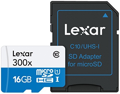 Lexar High-Performance MicroSDHC 300x 16GB UHS-I/U1 w/Adapter Flash Memory Card - LSDMI16GBB1NL300A