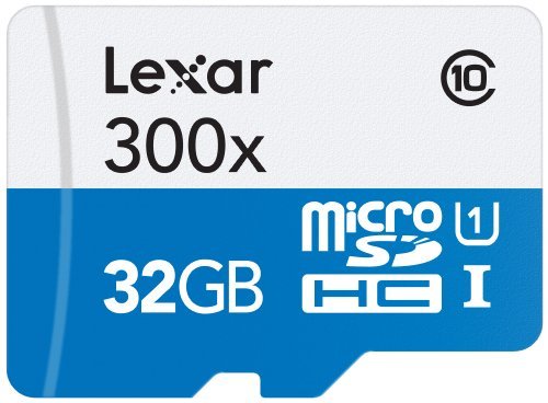 Lexar High-Performance MicroSDHC 300x 32GB UHS-I w/Adapter Flash Memory Card (old U3 version) LSDMI32GBBNL300A