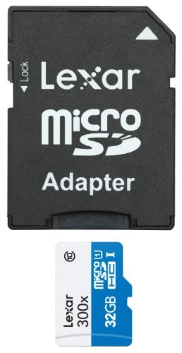 Lexar High-Performance MicroSDHC 300x 32GB UHS-I w/Adapter Flash Memory Card (old U3 version) LSDMI32GBBNL300A