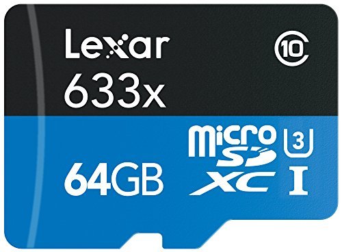 Lexar High-Performance MicroSDXC 633x 64GB UHS-I U1 w/USB 3.0 Reader Flash Memory Card (old U3 version) LSDMI64GBBNL633R