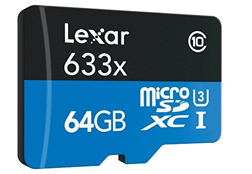 Lexar High-Performance MicroSDXC 633x 64GB UHS-I U1 w/USB 3.0 Reader Flash Memory Card (old U3 version) LSDMI64GBBNL633R