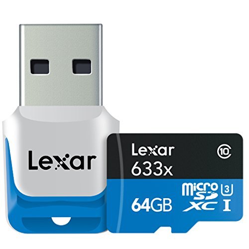 Lexar High-Performance MicroSDXC 633x 64GB UHS-I U1 w/USB 3.0 Reader Flash Memory Card (old U3 version) LSDMI64GBBNL633R