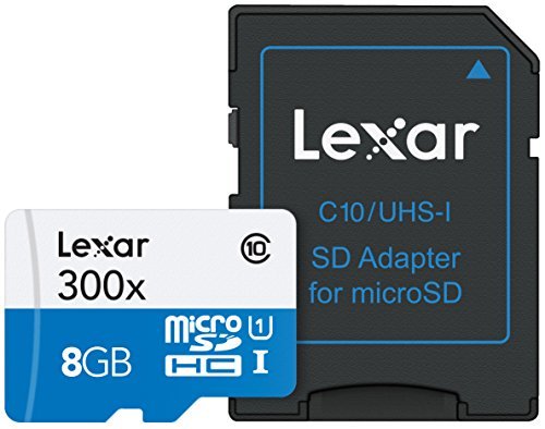 Lexar High-Performance microSDHC 300x 8GB UHS-I/U1 w/Adapter Flash Memory Card - LSDMI8GBBBNL300A