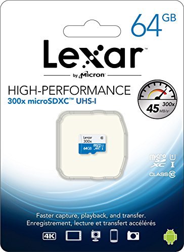 Lexar High-Performance microSDXC 300x 64GB UHS-I/U1 Flash Memory Card - LSDMI64GBBNL300