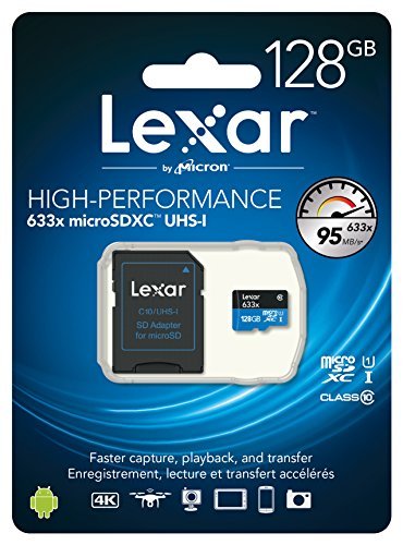 Lexar High-Performance microSDXC 633x 128GB UHS-I Card w/SD Adapter - LSDMI128BBNL633A