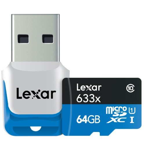 Lexar High-Performance microSDXC 633x 64GB UHS-I/U1 w/USB 3.0 Reader Flash Memory Card - LSDMI64GBB1NL633R