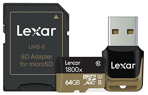 Lexar Professional 1800x microSDXC 64GB UHS-II W/USB 3.0 Reader Flash Memory Card - LSDMI64GCRBNA1800R