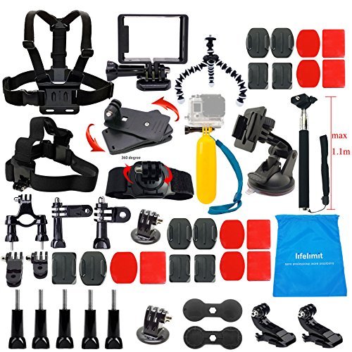 Lifelimit Accessories Starter Kit for Gopro Hero 5/Session/4/3/2/HD Original Black Silver Cameras