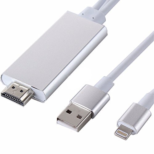 Lightning to HDMI Adapter, Lightning Digital AV to HDMI 1080P Cable Adaptor Connector for iPhone 7 7 Plus 6s 6s Plus 6 6 Plus 5 5c 5s SE, iPad Air/Mini/Pro, iPod Touch 5th/6th MHL plug and play Silver