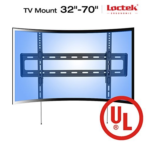 Loctek Curved Panel Low Profile Fixed TV Wall Mount Bracket for 32-70 inch LED, LCD, OLED, Plasma Curved and Flat Screen TVs with VESA patterns up to 600 x 400