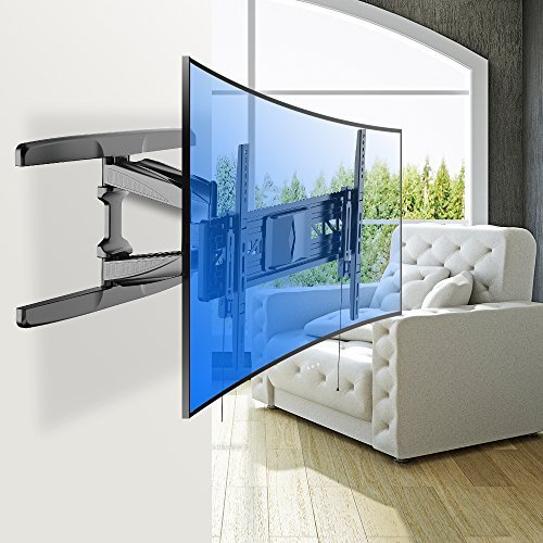 Loctek R2L Curved and Flat Panel 32-70 Inches UHD HD TV Wall Mount Bracket max. Fits 24 inches wall stud With Articulating Arm Swivel & Tilt for most of LED, LCD, Plasma, OLED TVs