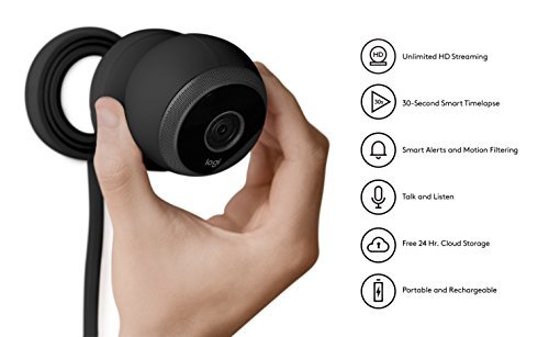 Logitech Circle Wireless HD Video Battery Powered Security Camera with 2-way talk – Black