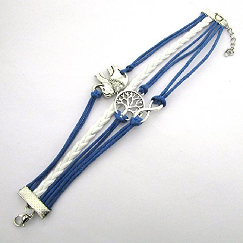 Lookatool® Handmade Charms Tree Elephant Knit Leather Rope Chain Bracelet Gift 