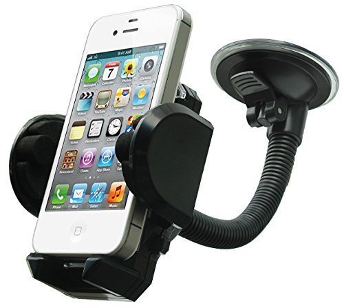LotFancy Cell Phone Holder - Mobile Phone Car Mount - 360° Rotation Windshield Dashboard Cradle for GPS iPhone 7 7Plus 6 6Plus 5S 5 5C Samsung Galaxy S7 Edge 6S Smartphones