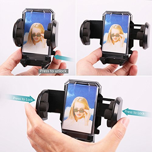 LotFancy Cell Phone Holder - Mobile Phone Car Mount - 360° Rotation Windshield Dashboard Cradle for GPS iPhone 7 7Plus 6 6Plus 5S 5 5C Samsung Galaxy S7 Edge 6S Smartphones