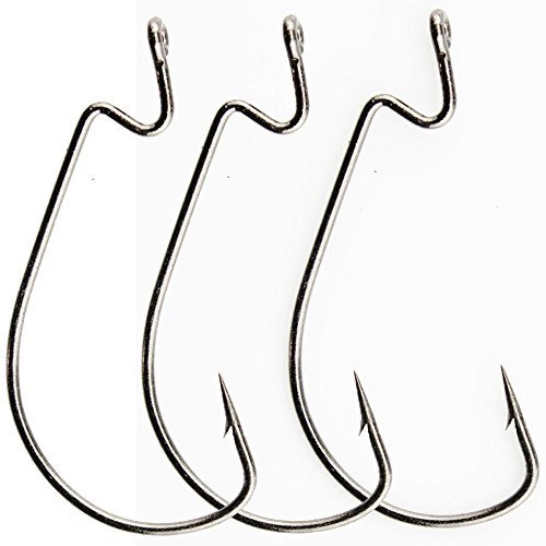 Luengo 50pcs 38105 1/0-5/0 Wide Gap Offset Worm Hooks Jig Fishing Hooks Set Fishhook Bass