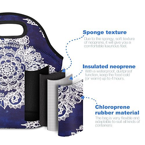 Lunch Bag Extra Large Insulated Lunch Box 13.5" x 13.5" x 7.5" Zipper Tote Bags With Wallte Pouch 6.5"L x 3.5H" (Navy Blue)